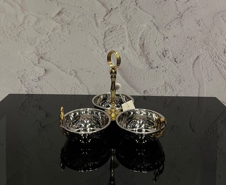 اردو خوری سه پیاله استیل برنج طرح اسب